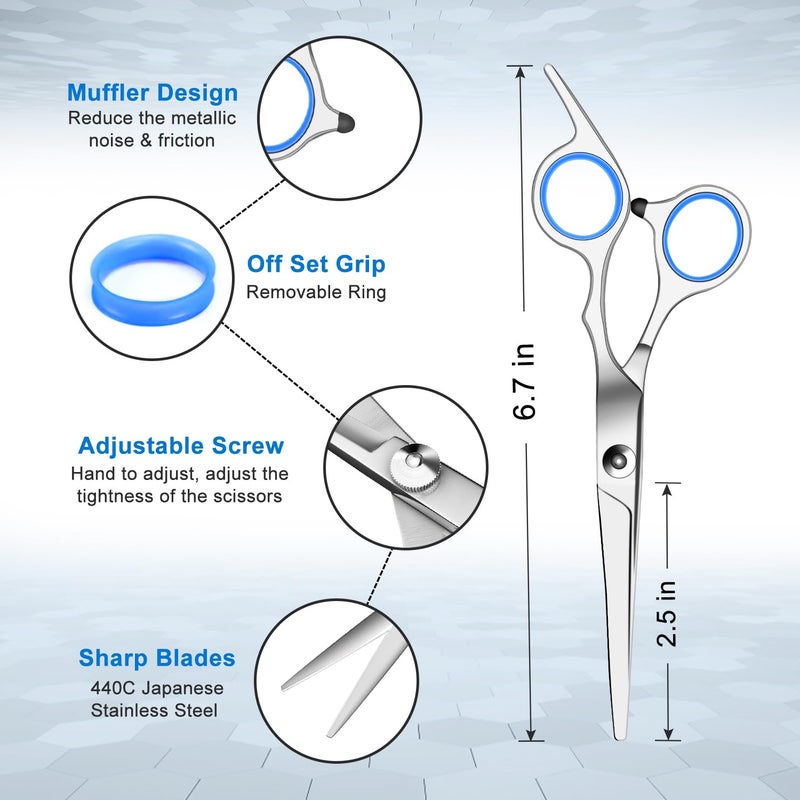 Sirabe 11 PCS Hair Cutting Thinning Scissors Set, Sapphire Professional Haircut Scissors Kit Stainless Steel Barber Texturizing Shears Tools for Salon Hairdressing Home - Image 2